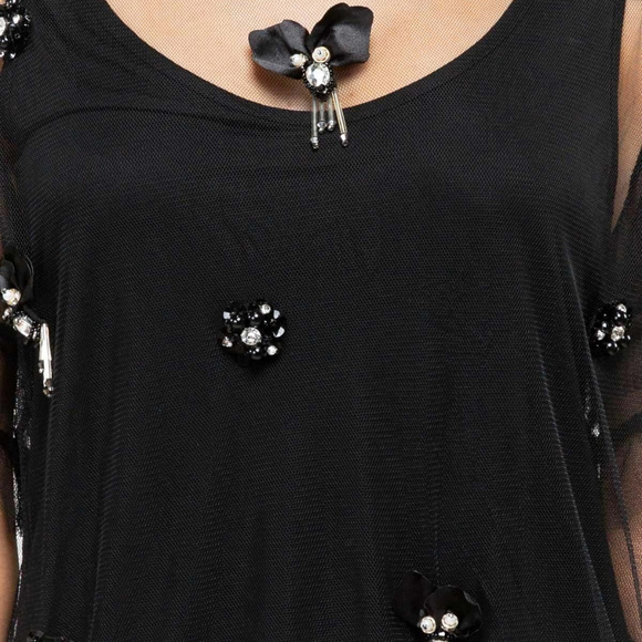 Host Pick❣Sheer Mesh Two-fer Tunic Top Black - Picture 3 of 8